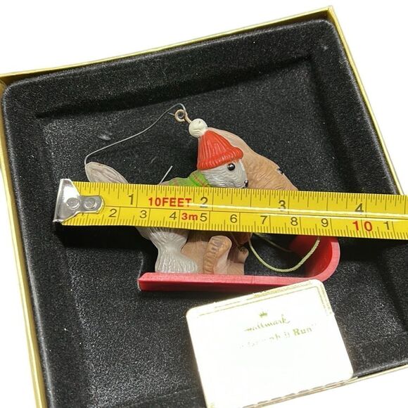 Vintage Hallmark Christmas Ornament 1979 The Downhill Run Squirrel Rabbit Sled - Picture 11 of 12